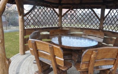 meble ogrodowe drewniane - stół okrągły